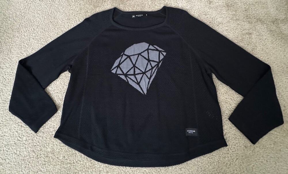 Diamond Supply Co Black Mesh Knit Crewneck Sweater Medium Streetwear Graphic NEW